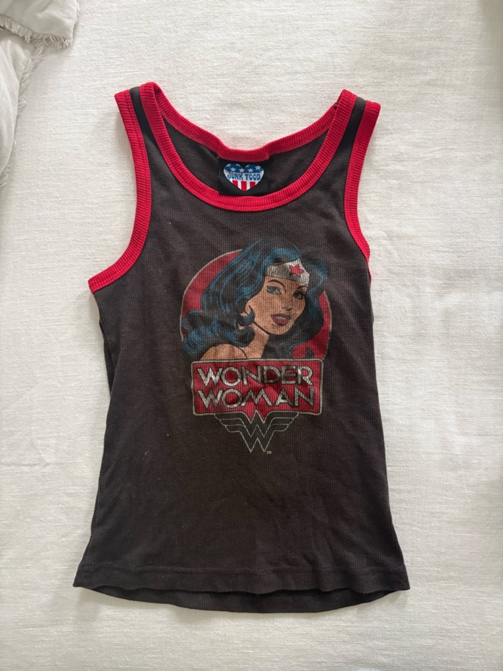 Vintage Junk Food Clothing Black Tank with Red Trim